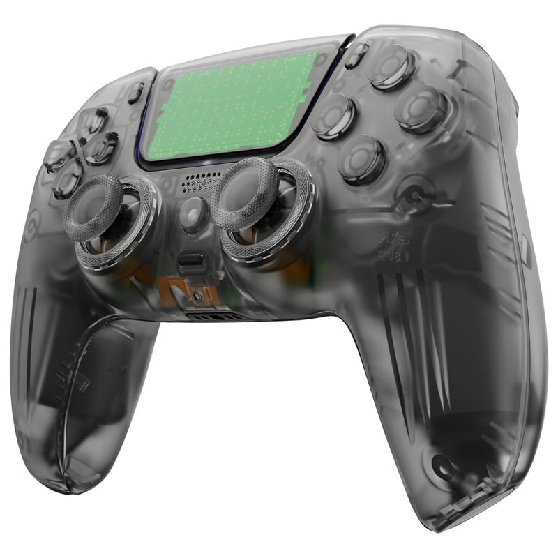 eXtremeRate Luna Redesigned Full Set Housing Shell Buttons Touchpad Cover Clear Black Replacement Top Bottom Cover Case for ps5 Controller BDM-030/040