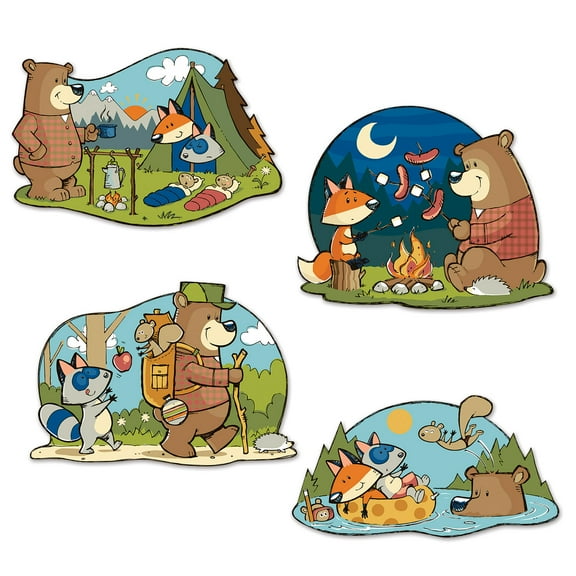 Party Central Club Pack of 48 Multi-Color Camping Woodland Friends Cutouts 16"