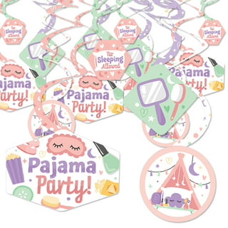 ADIANZI Pajama Party Decorations Slumber Party Favors Pajamas Theme Party  Suit Includes Banner Hanging Swirls Cake Topper Balloons Cupcake Toppers