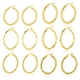 thumbnail image 1 of JeenMata Juego de 6 Pendientes de Aro con Textura en Paquete Múltiple Bañados en Oro Amarillo, 1 of 5
