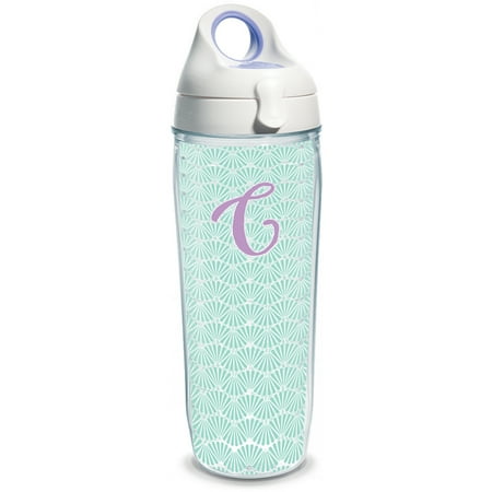 

Initial - C Teal Scallop 24 oz Water Bottle with lid