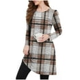 thumbnail image 6 of Winter Dresses for Women Casual Plaid Midi Dress Print Round Neck With PocketsLong Sleeve A Line Dress, 6 of 6