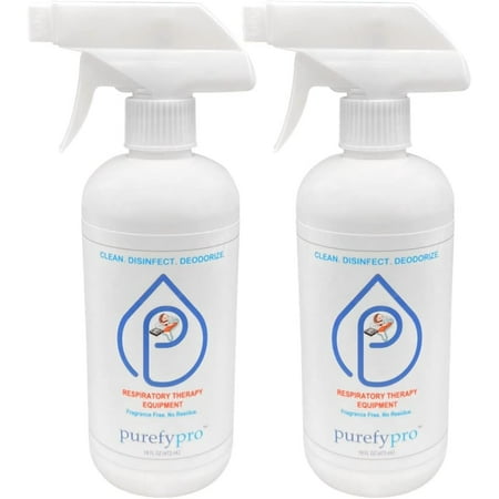 Purefypro CPAP Cleaner and Sanitizer Spray (16oz, 2pk). No Rinse. No Residue. Kills 99.9999% Norovirus, Flu Virus, and Fungi, Drug Resistant Germs. Unscented.