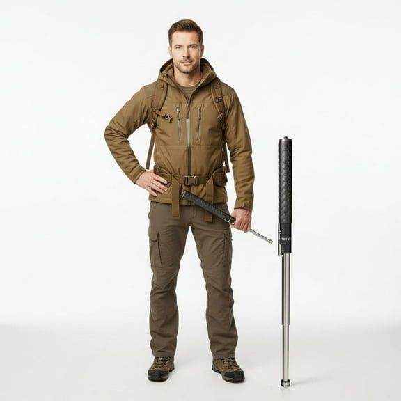 ODYSITE 26" Quick-Lock Automatic Retractable Trekking Pole - 3-Section Extendable Hiking Stick EVA Grip