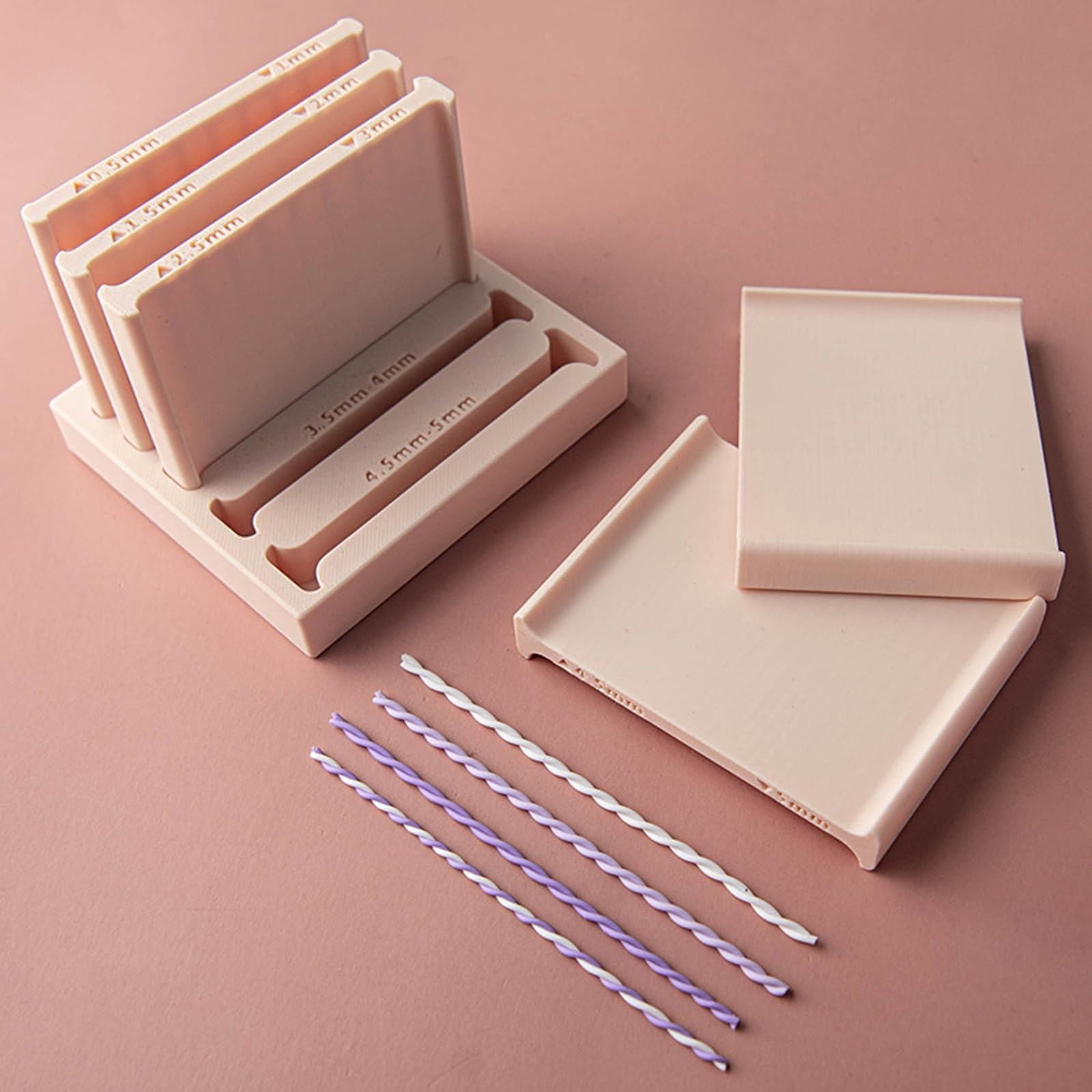 Polymer Clay Thickness String Roller Tools,Clay Rolling Strip Makers With Storage Base for Clay Earring Making Artists Beginners Daily Craft Project,Precise Thickness Consistent Results,Apricot