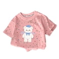 thumbnail image 5 of ITSAME Cotton T-Shirt for Girls Cartoon Print Crewneck Short Sleeve Summer Loose Casual Tops Pink Size 7-8, 5 of 6