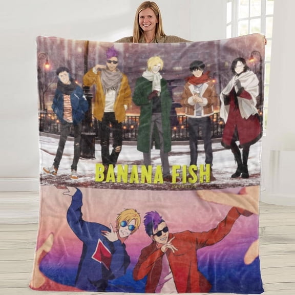 Banana Fish Gifts Present Throw Blanket Music Fans Bedroom Decorations 50X60 in