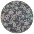 thumbnail image 1 of Trans-Ocean Imports RVID8763033 7 ft. 10 in. Liora Manne Round Riviera Floral Vine Indoor & Outdoor Rug - Navy, 1 of 1