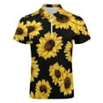 thumbnail image 4 of Sunflower Black Background Men Zipper T-shirt Summer Casual Short Sleeve T-shirt Top, 4 of 7