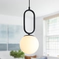 thumbnail image 2 of Modern Black Pendant Lights Mid Century White Glass Hanging Light Fixture Retro Industrial Pendant Lamp Vintage Pendant Light for Kitchen Living Dining Room, 2 of 17