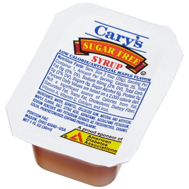 100 PACKS Cary's Sugar Free Syrup, 1Ounce Cups