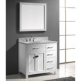 thumbnail image 5 of Caroline Parkway 36" Single Bath Vanity in Gray with White Marble Top and Round Sink with Polished Chrome Faucet with Matching Mirror, 5 of 7