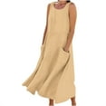 thumbnail image 2 of Ayolanni Beige Womens Party Dresses Plus Sizes Vacation Sleeveless Solid Maxi Dresses Dresses for Young Adult Girls L, 2 of 5