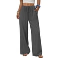 thumbnail image 1 of Pantalones Sampeel Palazzo Pierna Ancha con Cintura Elástica y Cordón Gris M, 1 of 5