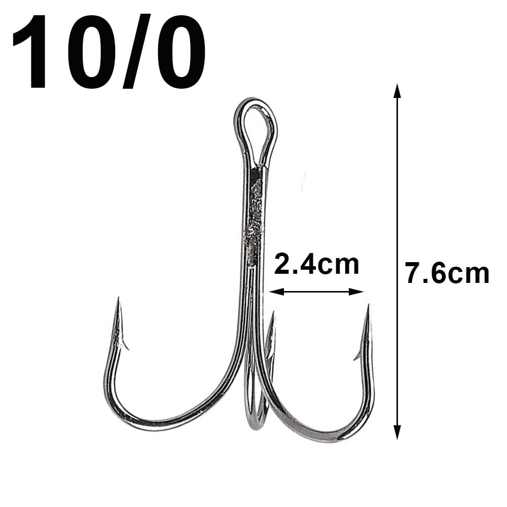 Big Treble Fishing Hook, High Carbon Steel, Shark Triple Anchor Fishhooks, Saltwater Barbed Hook, Strong 4/0-10/0, 50Pcs