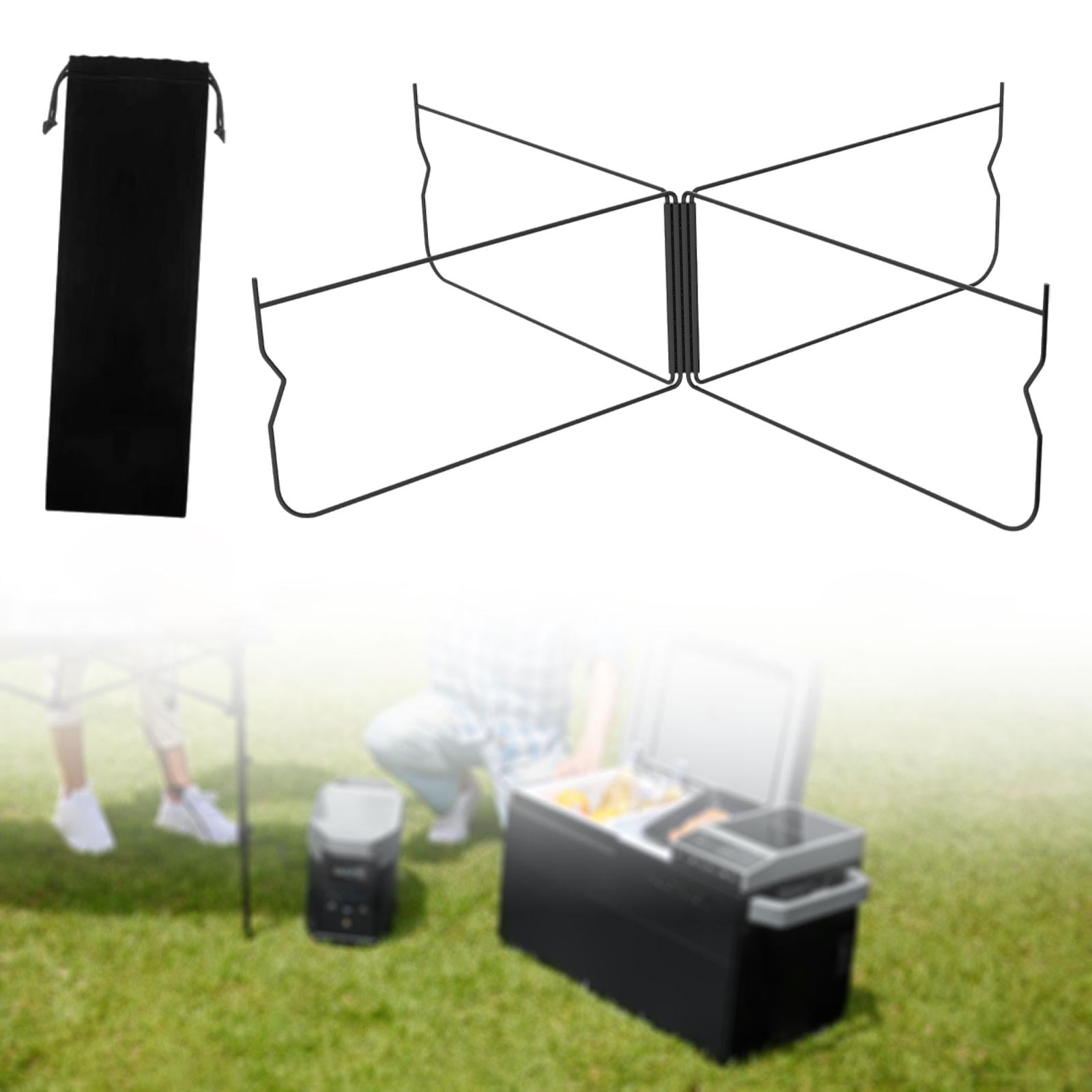 harayaa Foldable Stand Compact Metal Suitcase Rack for Outdoor Fishing Travel Black Curved