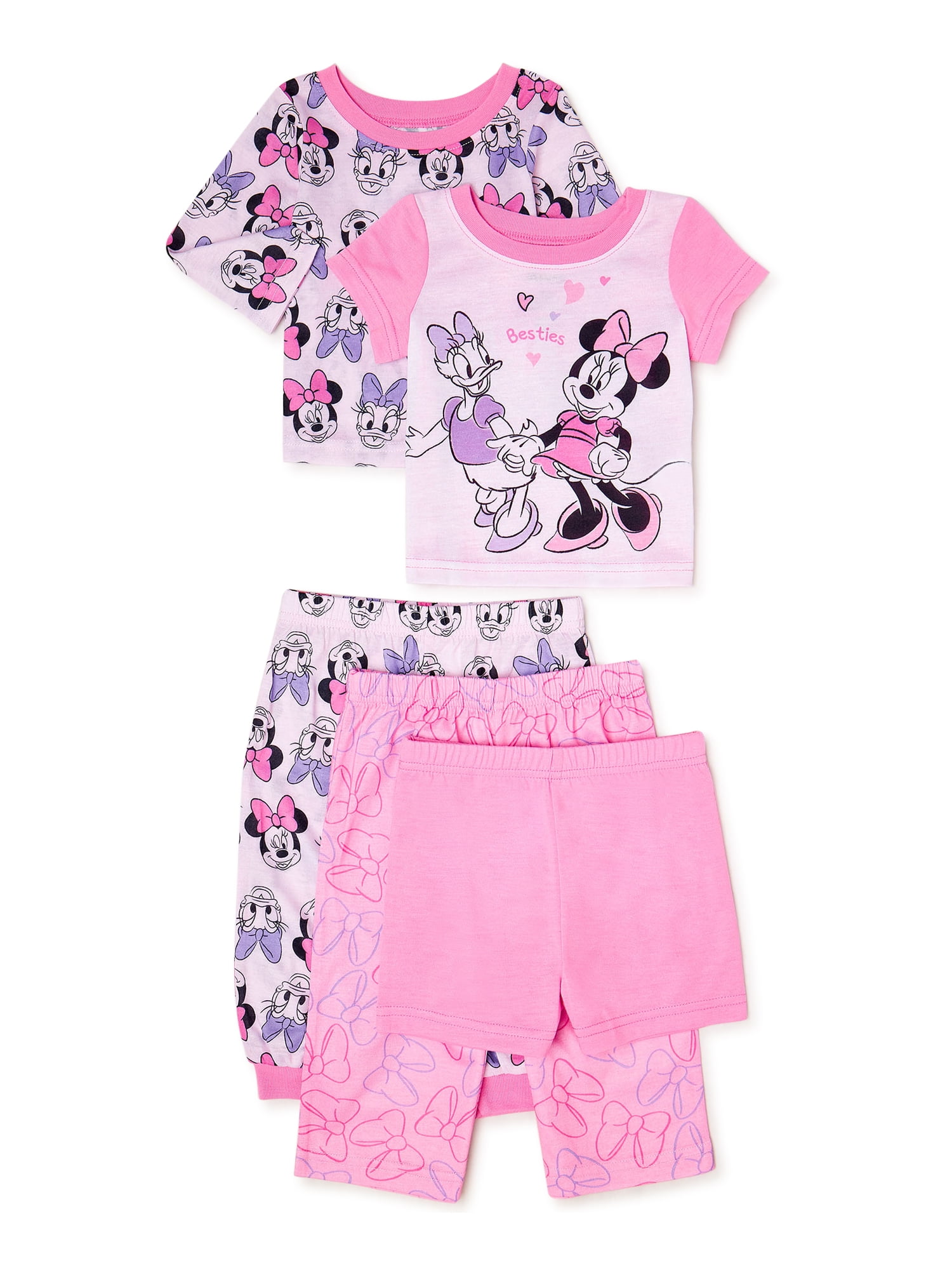 Girls DIsney Minnie Mouse Short Pyjamas Kids Shortie Pjs 2 Piece Nightwear Set 