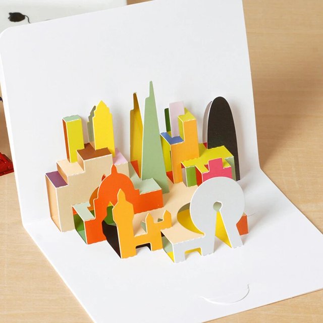 Tarjetas de Felicitación Pop-Up plegables 3D de 8 estilos con sobre, casa, pastel, Animal, forma de flor, fiesta de cumpleaños, regalos de invitación