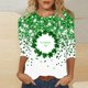 thumbnail image 1 of TaTaai Women Loose Casual Crew Neck Top St. Patrick's Day Green Print 3/4 Sleeve Fashion Tee Ladies Spring Daily Outdoor Wear Soft Comfortable Non-See-Through No Fading Stylish Gift, 1 of 5