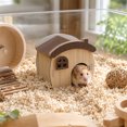 thumbnail image 5 of Natural Wood Hamster House Maze Multi-Chamber Hideout and Removable Platform, Wooden Small Animal Habitat Hideaway for Hamsters and Gerbils(4.7Inch,A), 5 of 6