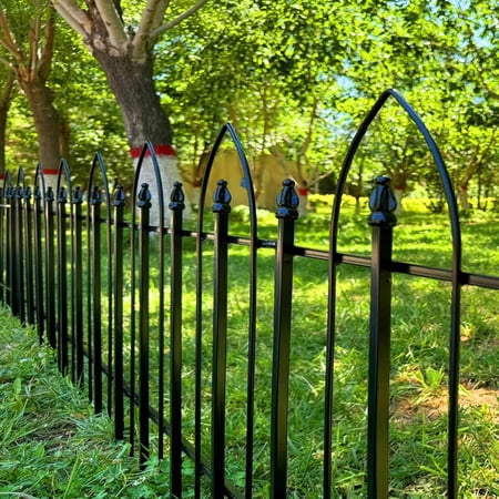 Decorative Metal Garden Fence - 5 Panels, 10ft Total Length, Pet Barrier