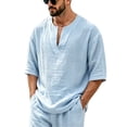 thumbnail image 6 of VgaVtl Summer Mens T Shirts Elbow-Length V-Neck Shirts for Men Breathable Lightweight Sports Plain Casual, 6 of 7