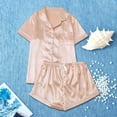 thumbnail image 6 of Womens Pjs Sets Sevevn Women's Short Sleeve Sleepwear Button Down Satin 2 Piece Pajama Set, 6 of 7