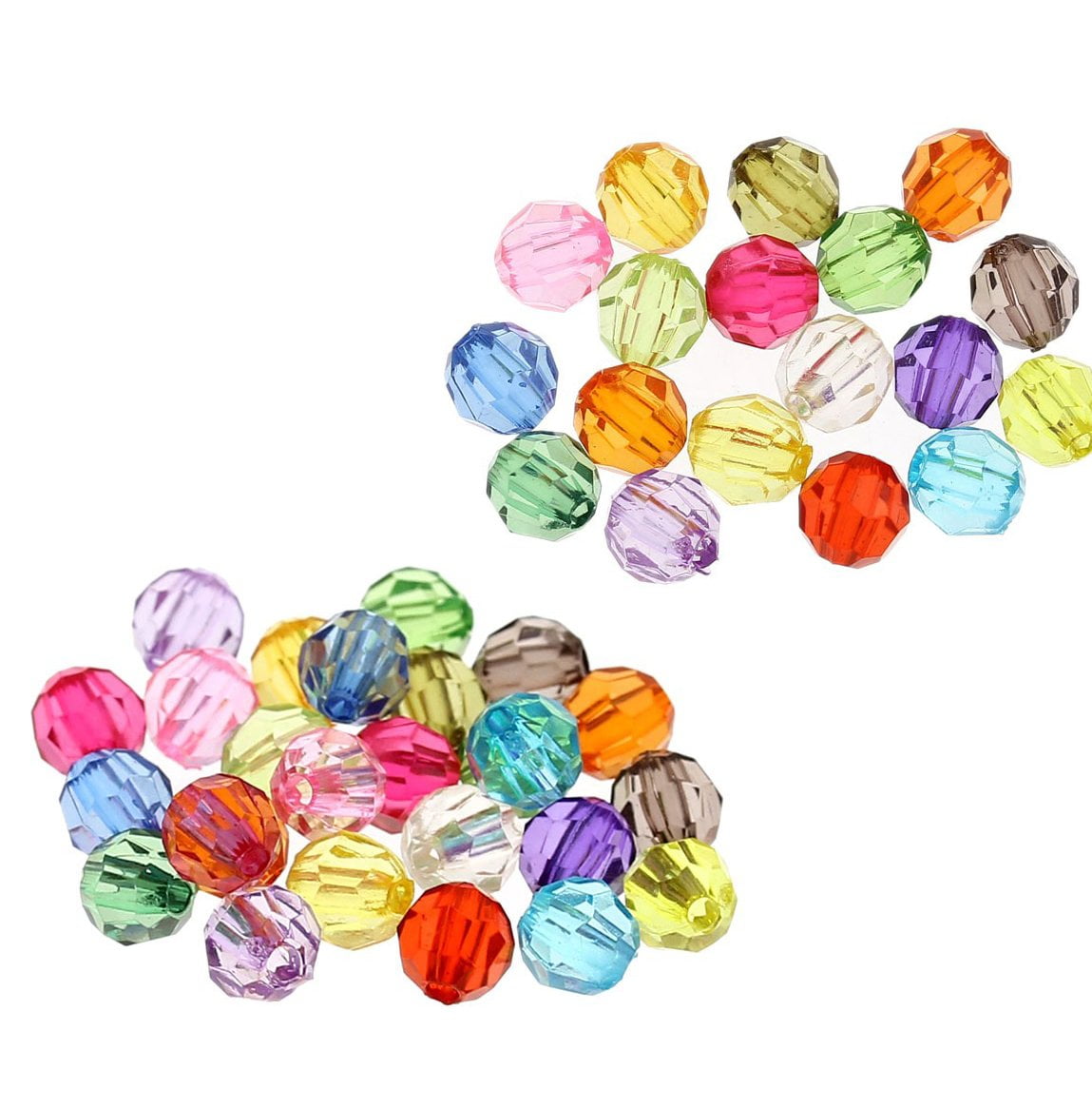 300 Mixed Acrylic Plastic Transparent Faceted Round Spacer Beads 6mm 8mm 10mm 