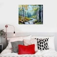 thumbnail image 5 of Large Canvas Wall Art Landscape Painting Modern Birch Trees Nature Teal Mountain River Picture Abstract Painting Artwork Artwork Prints,for Living Room Bedroom Home Office Wall Décor, 5 of 6