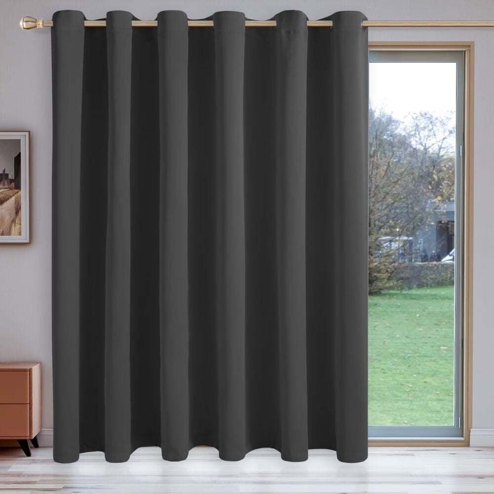 LUSHVIDA Room Divider Curtains Total Privacy Wall Room Divider Screens Wide Blackout Curtain for Living Room Bedroom Patio Sliding Door, 1 Panel, Dark Grey, 12.5ft Wide x 9ft Tall