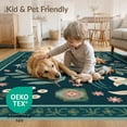thumbnail image 4 of ODIKA 4'x6' Teal Blue Koi Fish Botanical Garden Floral Washable Area Rug Traditional Asian Inspired Swimming Pond Motif for Home Office, Under Desk, Non-Slip Chair-Friendly, Flatwoven, 4 of 7