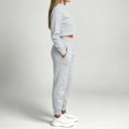 thumbnail image 6 of Women's 2 Piece Outfits Fall Winter Jogger Suits Long Sleeve Crop Tops and Sweatpants Comfy Loungewear Sets with Pockets Casual Tracksuit Gray, 6 of 7