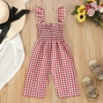 thumbnail image 2 of TOOYOU Girls Jumpsuit Toddler Sleeveless Lattice Prints Tops Bottoms Jumpsuit Romper Children'S Skin Friendly Clothing Size 3-4 Years ,Red, 2 of 6