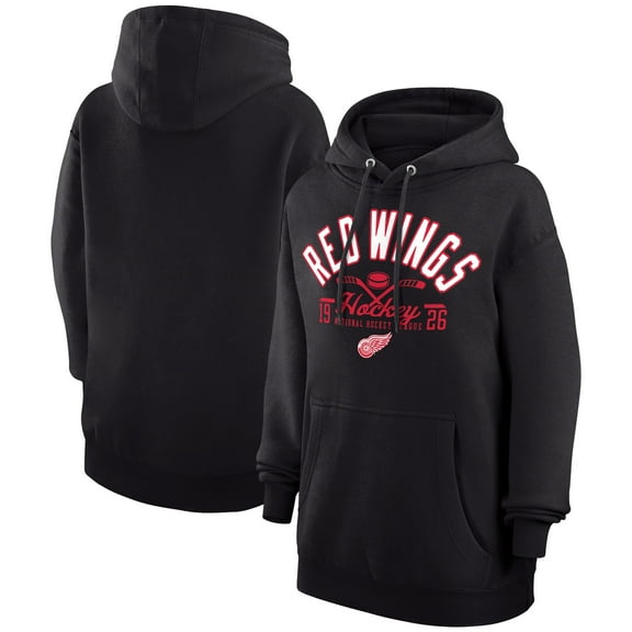 Men's Starter  Black Detroit Red Wings Puck Pullover Hoodie