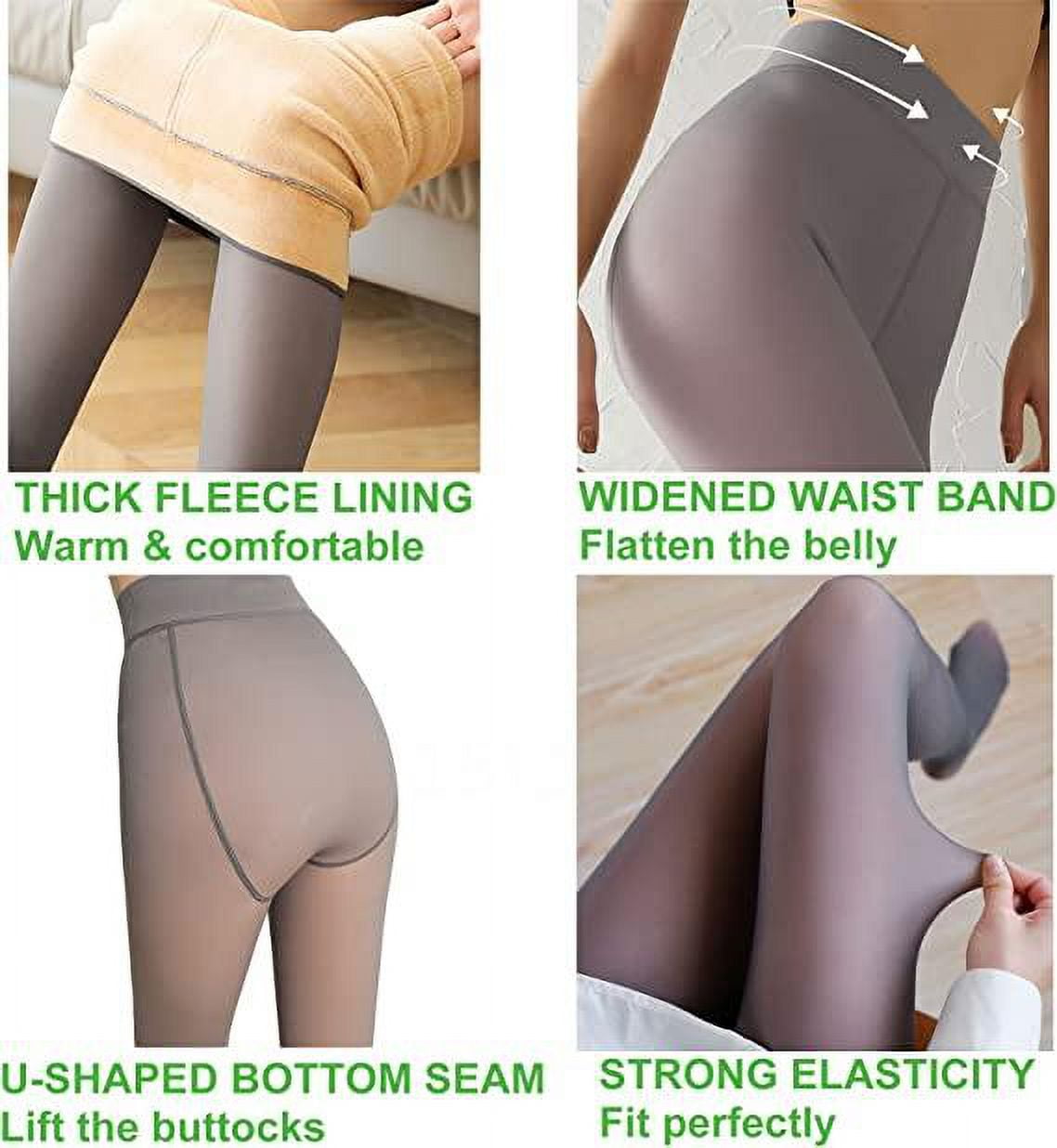 shuwee Fleece Lined Tights Women Leggings Thermal Pantyhose Fake  Translucent Tights Opaque High Waisted Winter Warm Sheer Tight