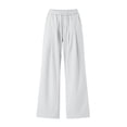 thumbnail image 3 of Wide Leg Trousers for Women Loose Cotton Pants Baggy Fashion Summer Breathable Comfy Bottom with Pockets Solid Color Lightweight Plus Size Office Slacks White XL, 3 of 5