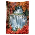 thumbnail image 3 of Ambesonne Landscape Tablecloth Rectangular Table Cover, Botanic Fall Forest, 60"x84", Orange Red and White, 3 of 4