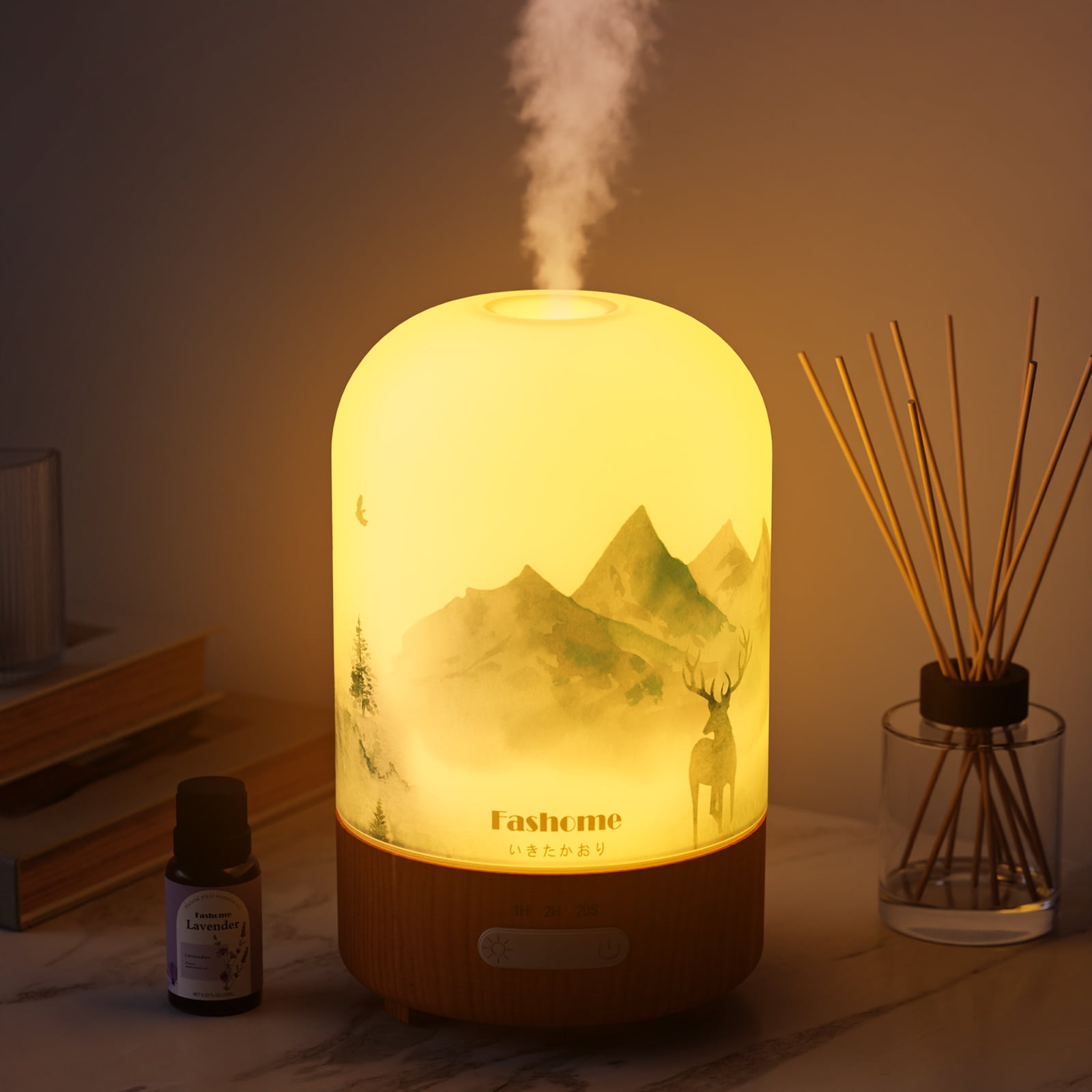 Aromatherapy Essential Oil Diffuser with Lavender Oils 6 in 1 Ultrasonic 100ML Aromatherapy Scent Humidifier Vaporizer with Dense fine Mist Timer Auto-Off (Winter-Lavender)