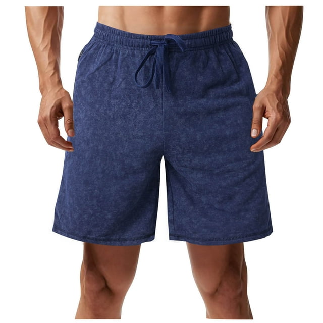 Plebaso Men's Shorts Loose Workout Shorts with Zipper Pockets Elastic Waist Drawstring Casual Shorts