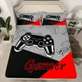 thumbnail image 2 of Erosebridal Gamer Bed Sheets Set And Gaming Bedding Set Video Game Controller Fitted Sheets 3Pcs Sheets Includes 1 Fitted Sheet & 1 Flat Sheet With 1 Pillowcase Red Black (Twin), 2 of 7