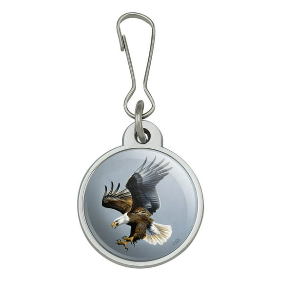 Screaming Bald Eagle Diving Catching Prey Jacket Handbag Purse Luggage Backpack Zipper Pull Charm
