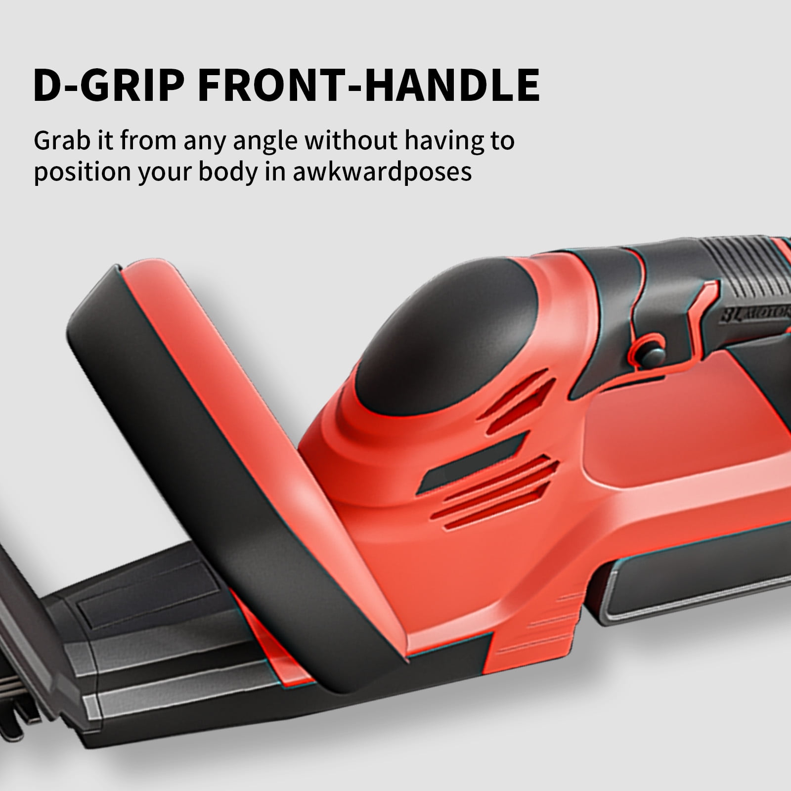 Hedge Trimmer Cordless, 21V Electric Hedge Trimmer with Battery and Charger for Bush Shrub Cutting, Trimming, Red
