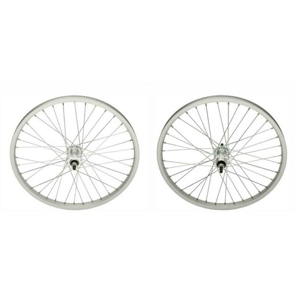 Alloy Silver 20" 36 Spoke Wheel Set. Front and Rear Free Wheel.