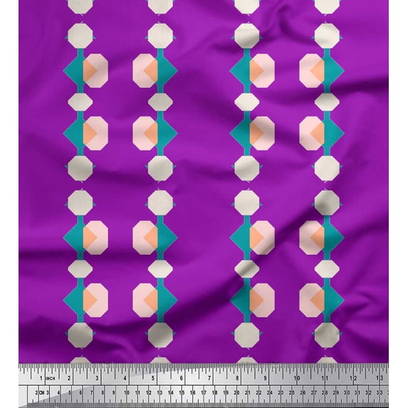 Soimoi Purple Georgette Viscose Fabric Geometric Abstract Printed Craft Fabric by the Yard 42 Inch Wide