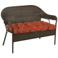 thumbnail image 2 of Jordan Manufacturing 46" x 19" Broadway Ruby Red Medallion Rectangular Tufted Outdoor Wicker Settee Bench Cushion, 2 of 8