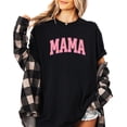 thumbnail image 4 of Trendy Checkered Mama Shirt for Women Cute Orange and Pink Mom Tee Black Shirt Adult Medium, 4 of 4