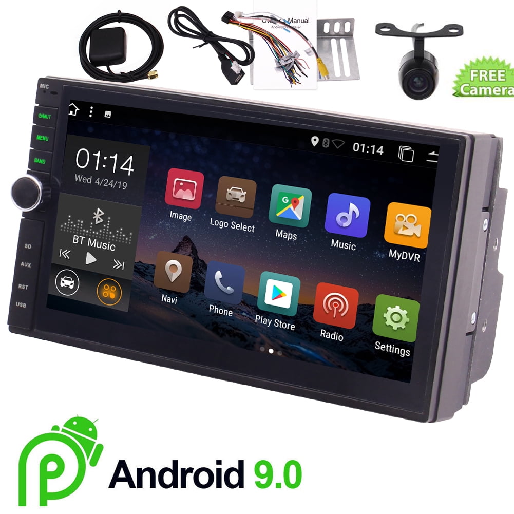 In Dash Android 9.0 Pineapple Cake Car Radio Stereo Quad Core Double 2 Din GPS Navigation Autoradio Head Unit 2din Video Player Support USB/SD Steering Wheel Control Mirrorlink Wifi + Rear Camera