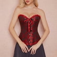 thumbnail image 2 of Women's Lace Overbust Corset Top Push Up Bustier Bodysuit Shapewear with Adjustable Straps Back Lace Up Closure, 2 of 9