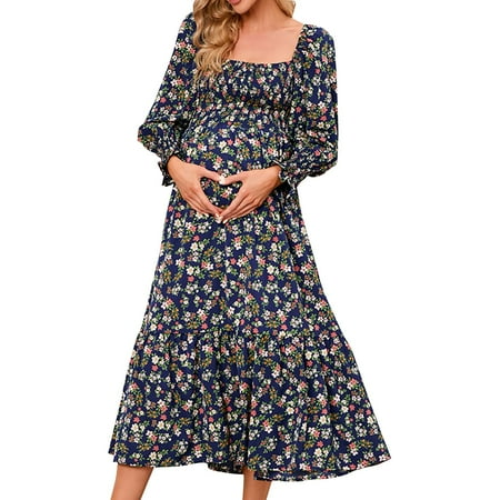 

zuwimk Maternity Dress For Baby Shower Maternity Bodycon Dress Side Ruch Short Short Sleeve Dress for Baby Shower Daily Navy M