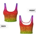 thumbnail image 5 of Fotbe Rainbow Glitter Pattern Womens' Sports Bra Longline Wirefree Padded with Medium Support Sports Moisture-Wicking Workou Vest,Tank Top-Large, 5 of 7